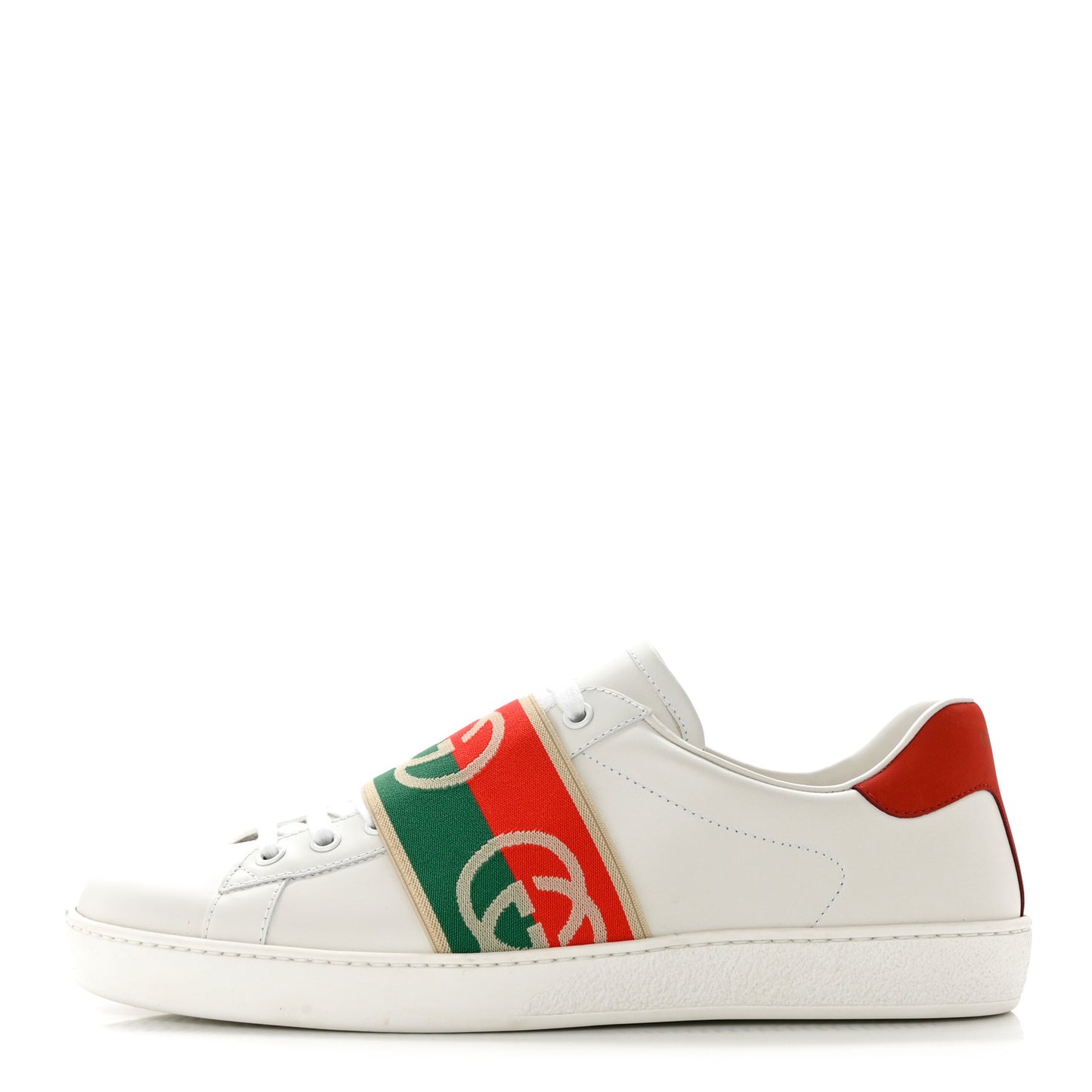 Calfskin Web Interlocking G Mens Ace Sneakers 8.5 White