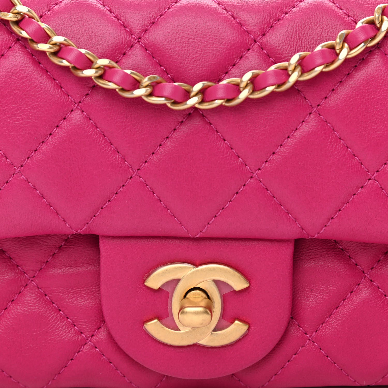 Chanel Lambskin Quilted Mini Rectangular Pearl Crush Flap Fuchsia 8 of 11