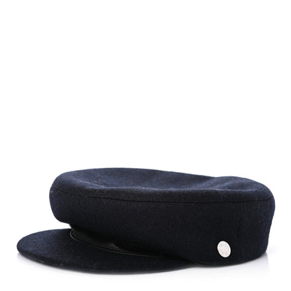Hermes Wool Calfskin Dani Cap 57 Marine Black 1 of 8
