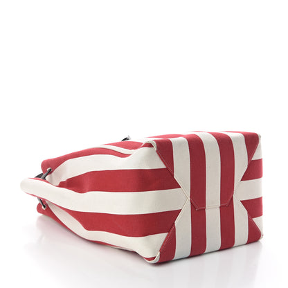 Celine Canvas Striped Medium Belt Cabas Phantom Red White 3 of 8