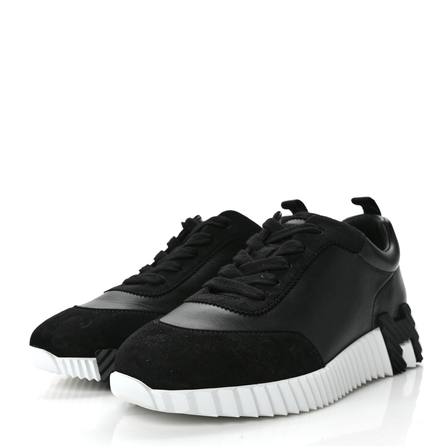 Calfskin Suede Goatskin Bouncing Sneakers 37.5 Black