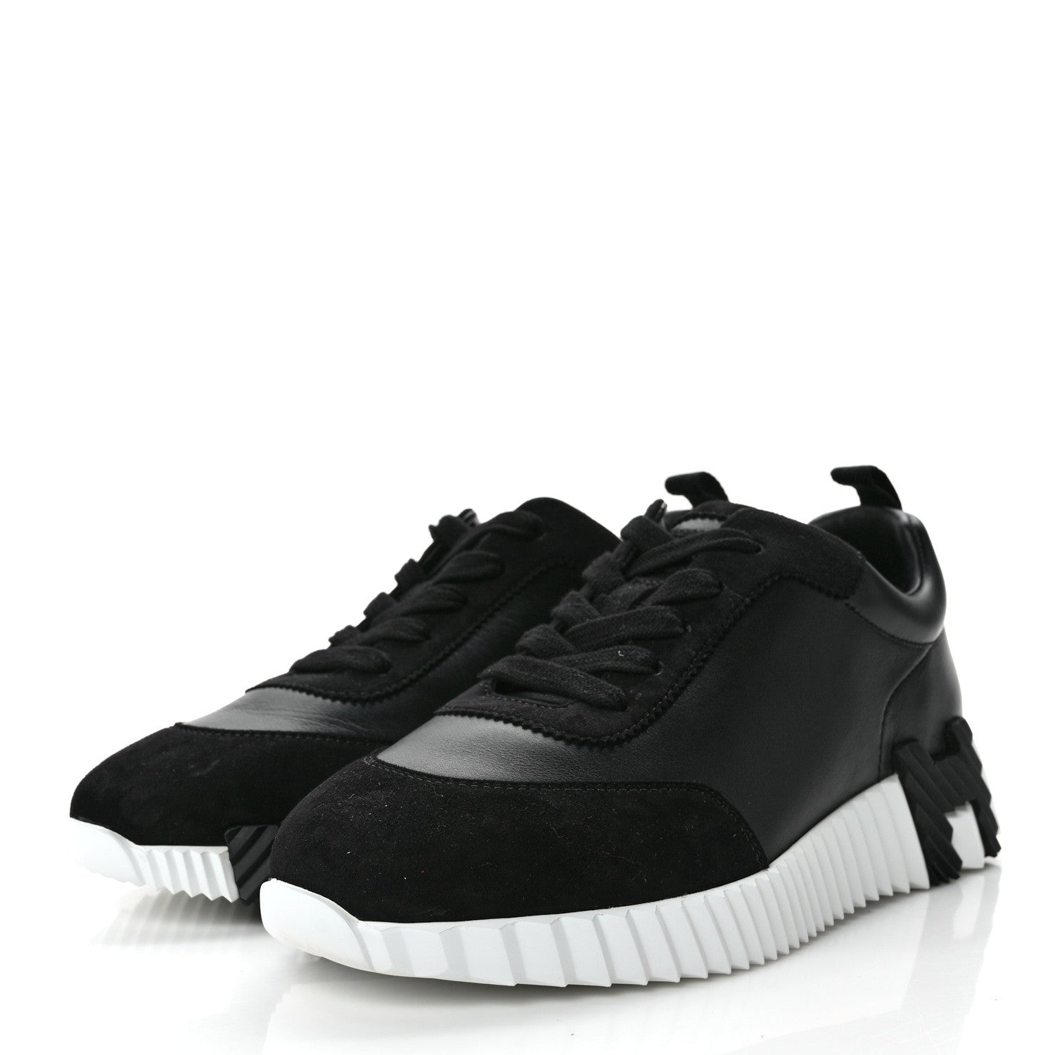 Hermes Calfskin Suede Goatskin Bouncing Sneakers 37.5 Black 3 of 10