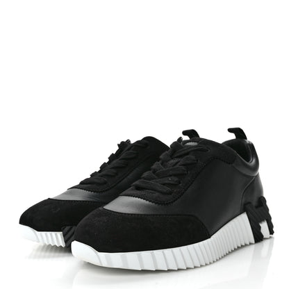 Hermes Calfskin Suede Goatskin Bouncing Sneakers 37.5 Black 3 of 10