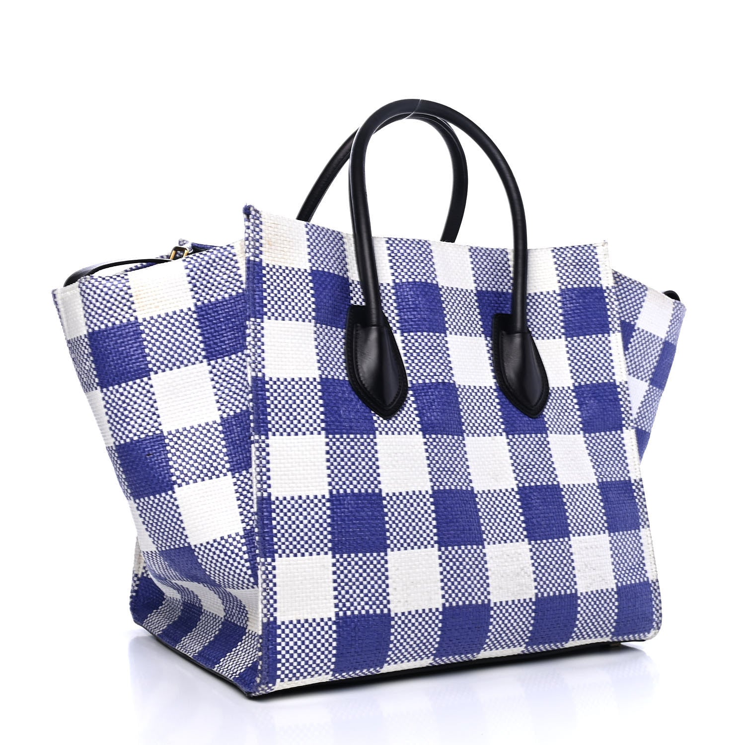 Celine Gingham Woven Medium Phantom Luggage Cobalt 2 of 4