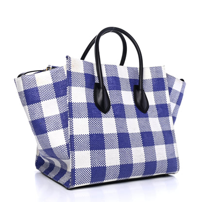 Celine Gingham Woven Medium Phantom Luggage Cobalt 2 of 4