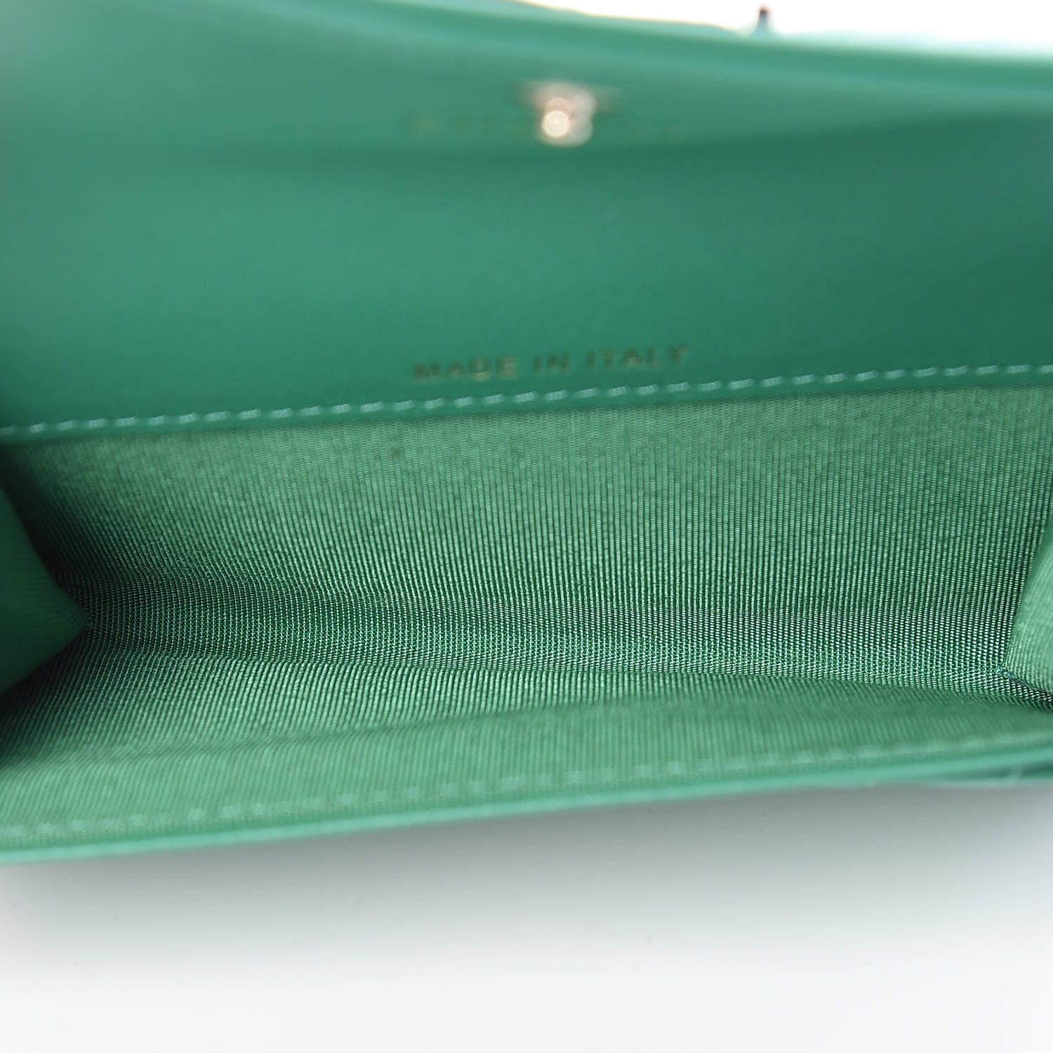 Chanel Lambskin Chevron Quilted Boy Card Holder Wallet Green 5 of 13