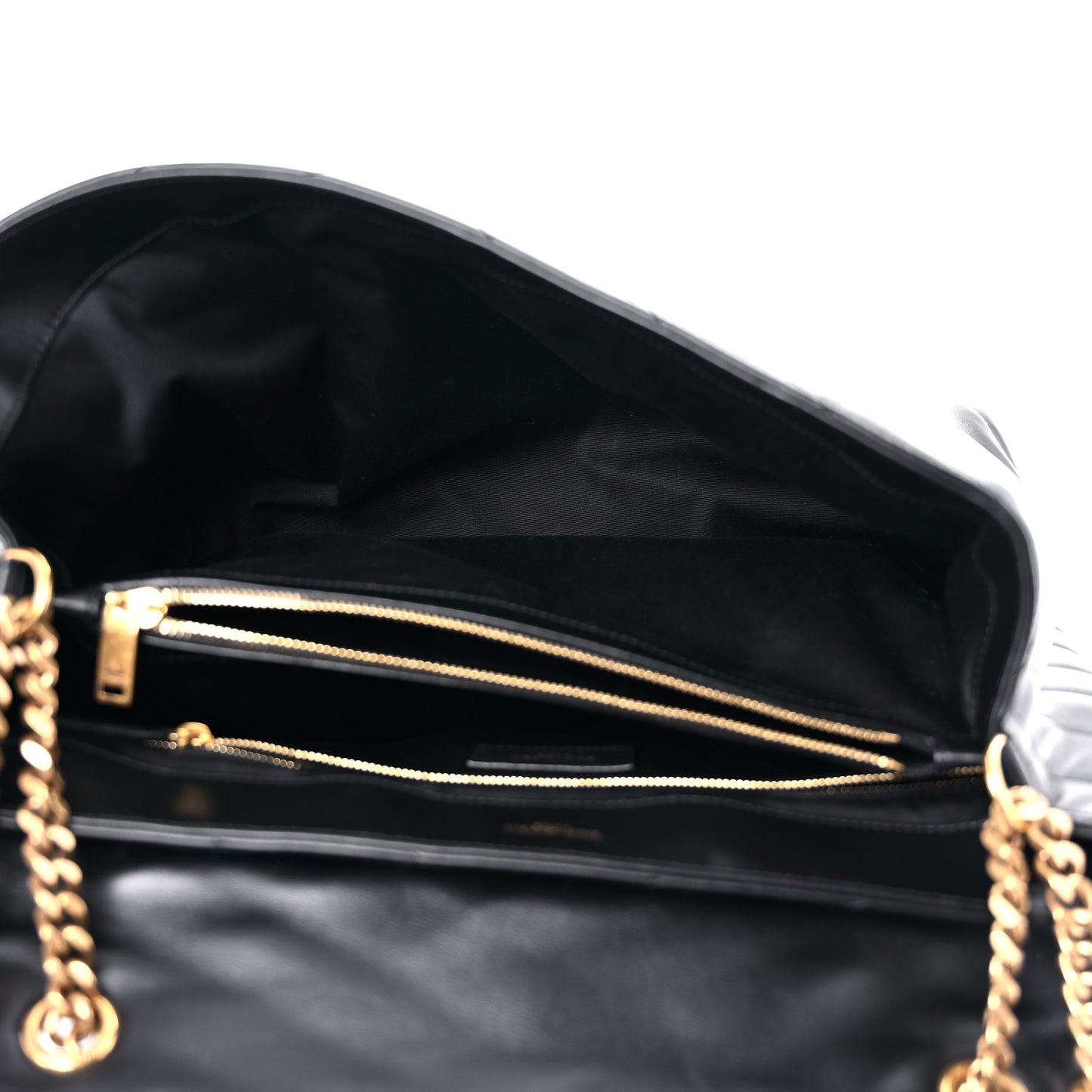 Calfskin Y Quilted Monogram Large Loulou Chain Satchel Black