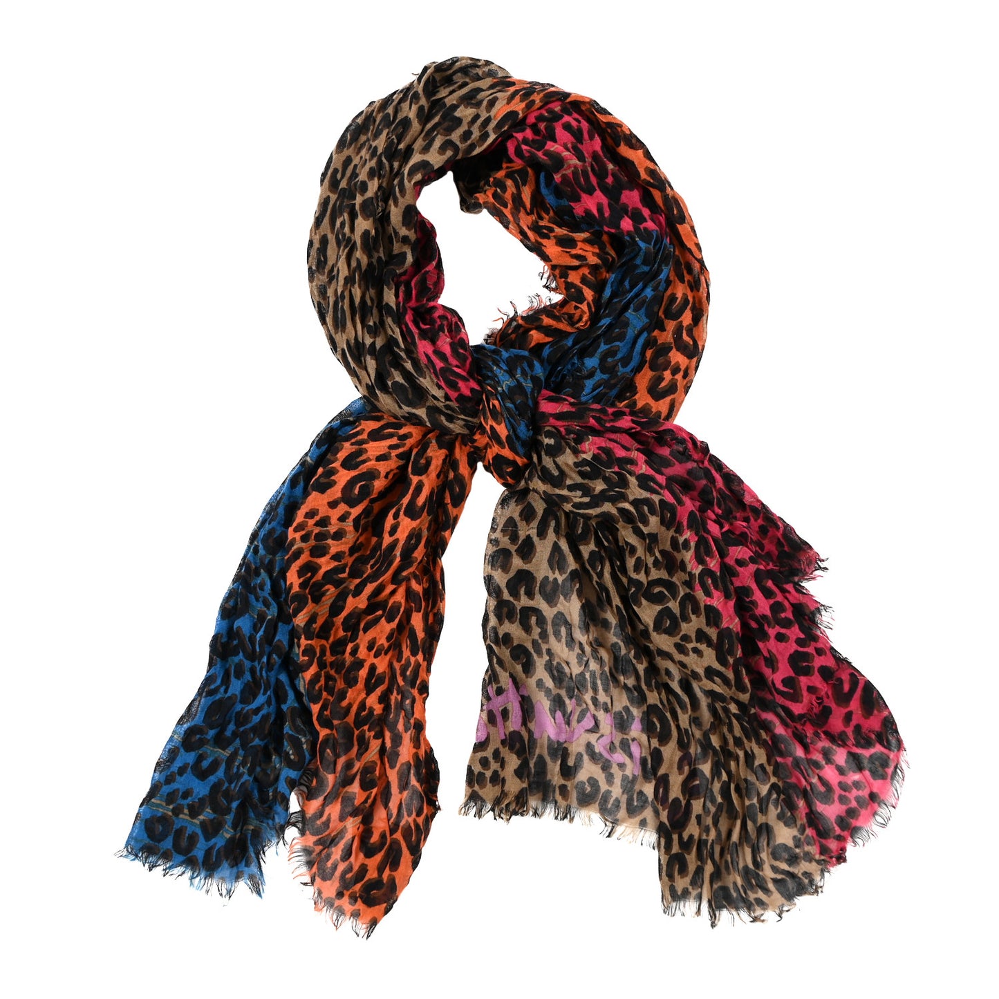 Cashmere Silk Leopard Etole Stole Marron Multicolor