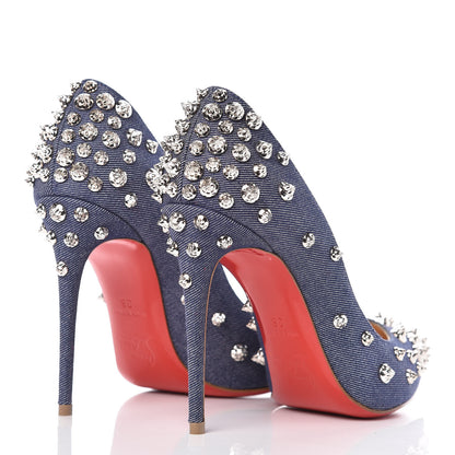 Christian Louboutin Denim Studded Aimantaclou 100 Pumps 36 Blue Silver 4 of 9