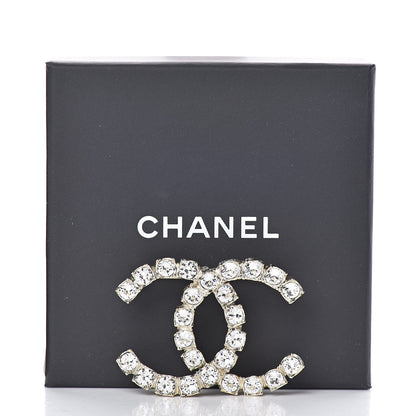 Chanel Crystal CC Brooch Light Gold 5 of 5