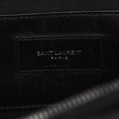 Saint Laurent Calfskin Mixed Matelasse Triquilt Large Monogram Satchel Black 6 of 9