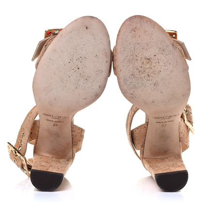 Jimmy Choo Dacha Cork Sandals 37 Beige 4 of 5