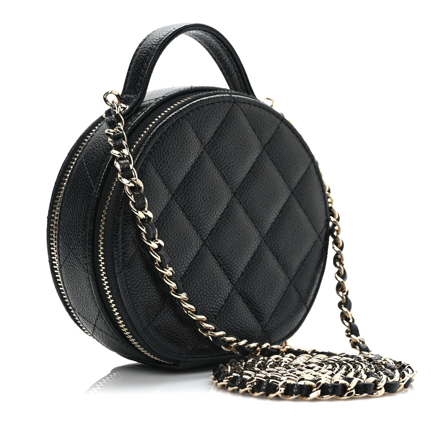 Chanel Caviar Quilted Round Handle With Care Vanity With Chain Black 3 of 10
