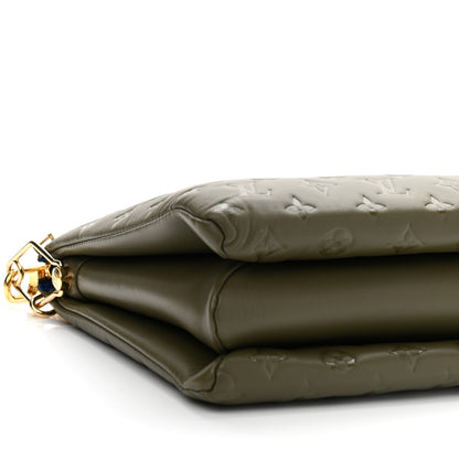 Louis Vuitton Lambskin Embossed Monogram Coussin MM Khaki 9 of 10