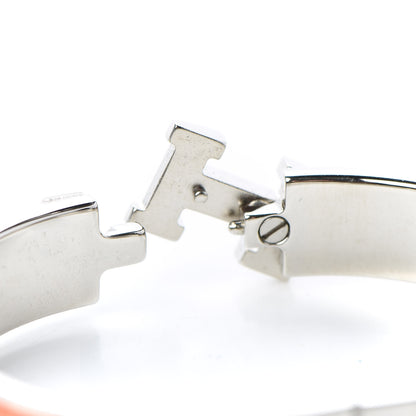 Hermes Enamel Narrow Clic Clac H Bracelet PM Orange White 4 of 7