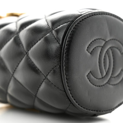 Chanel Lambskin Quilted Mini Crown Box Bag Black 10 of 12