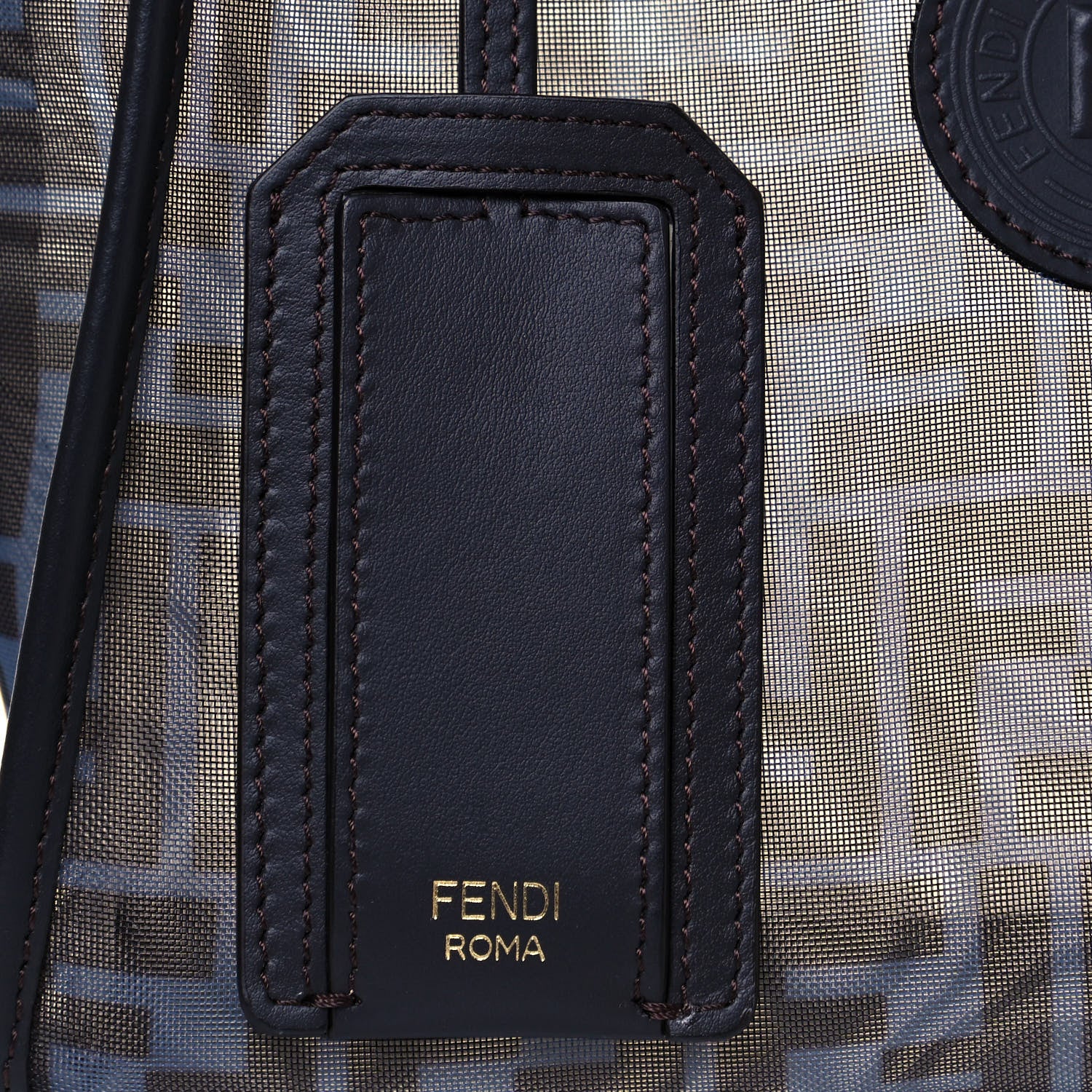 Fendi Mesh Vitello Century FF 1974 Mini Peekaboo Defender Cover Azzurro Black Ebano 8 of 14