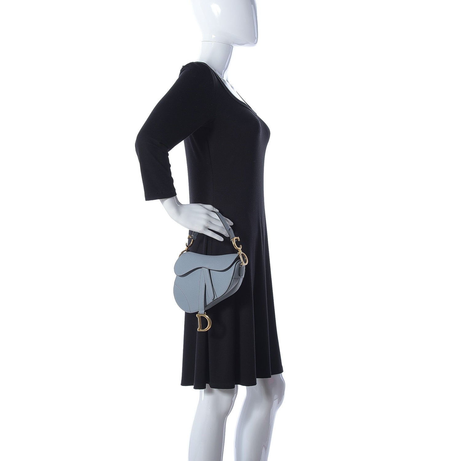 Christian Dior Grained Calfskin Mini Saddle Bag Sky Blue 2 of 9