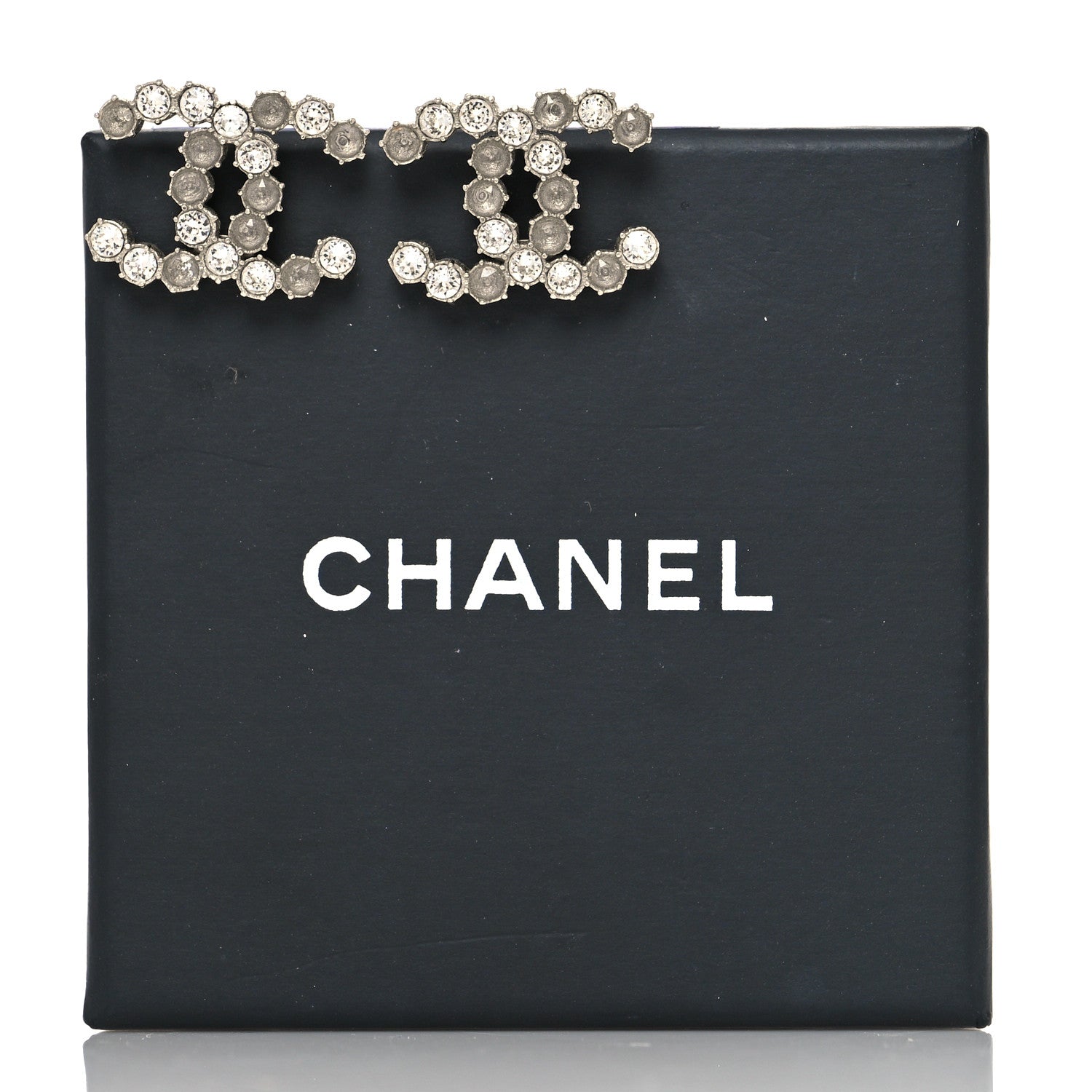 Chanel Crystal Poured Glass CC Earrings Gold Brown 5 of 5