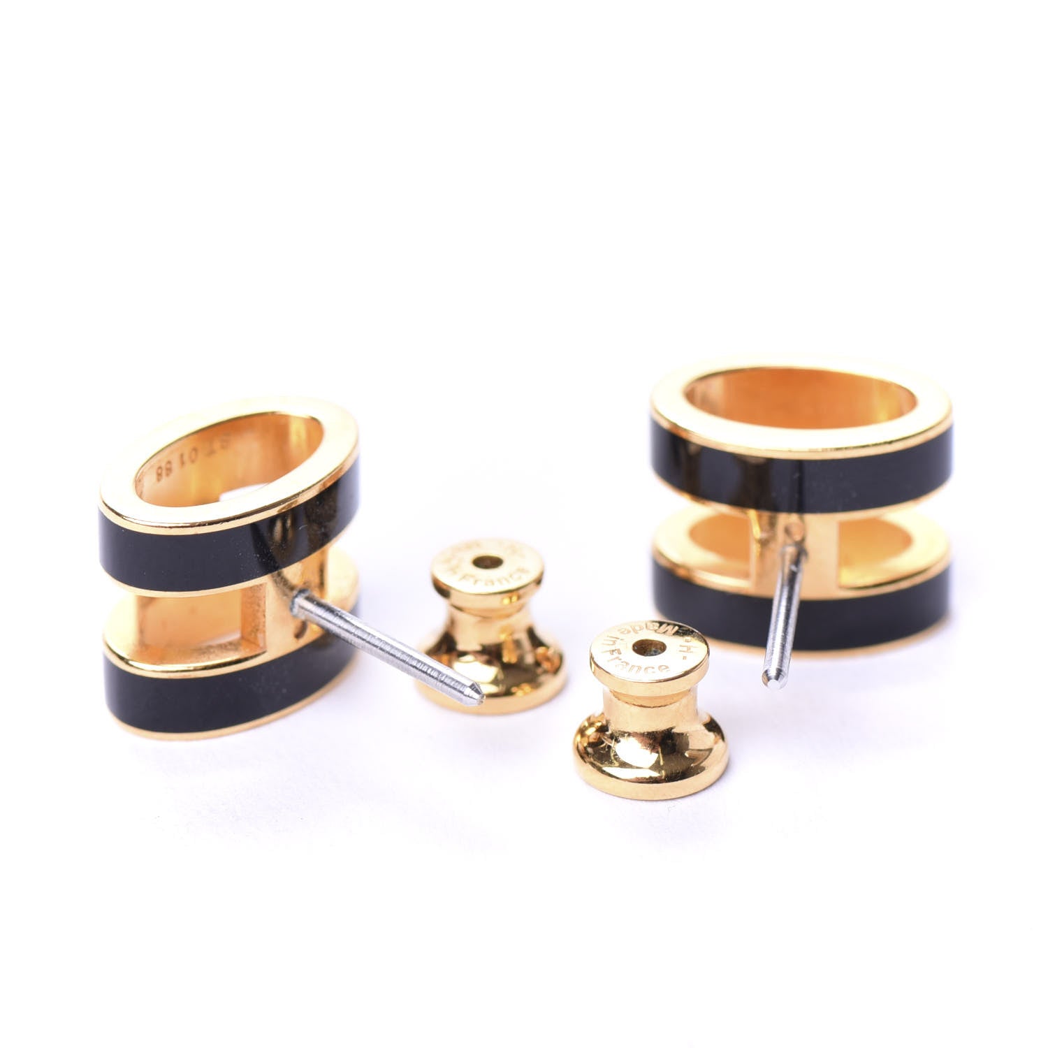 Hermes Gold Lacquered Pop H Earrings Black 3 of 6