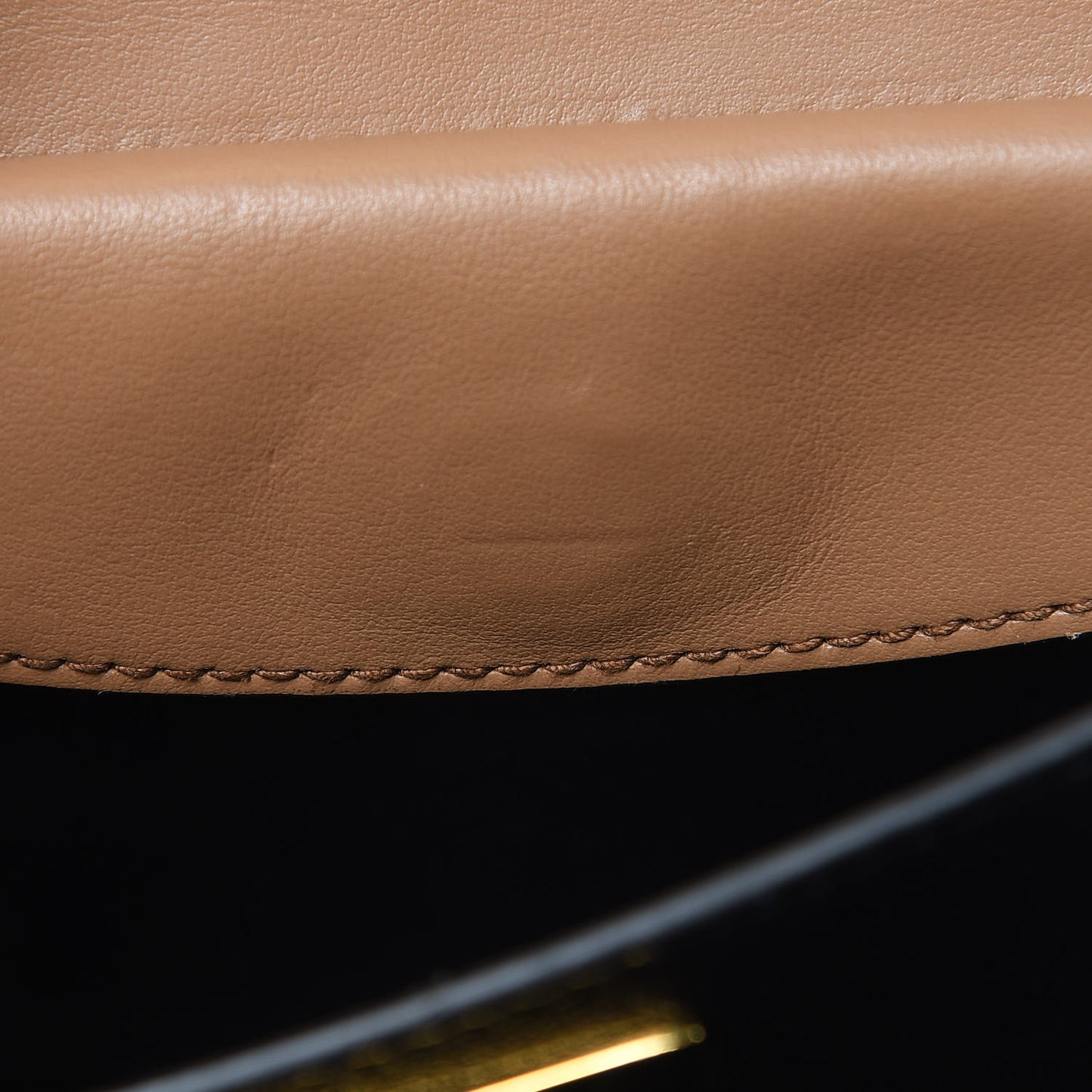 City Calfskin Saffiano Cahier Bag Caramel Black