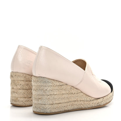 Chanel Lambskin Suede CC Espadrille Wedges 40 Beige Black 4 of 9