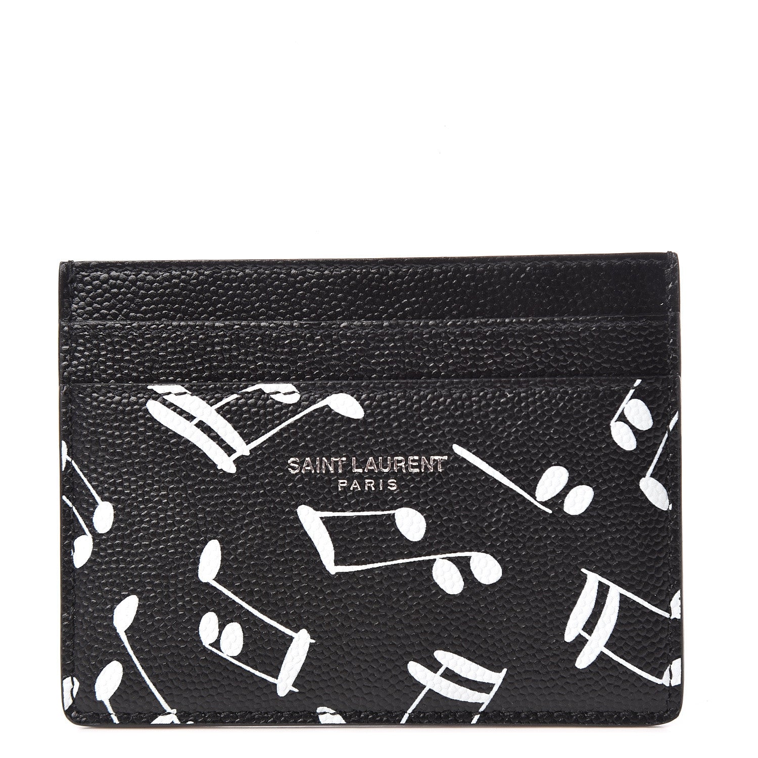 Saint Laurent Grain De Poudre Musical Notes Credit Card Case Black 1 of 8