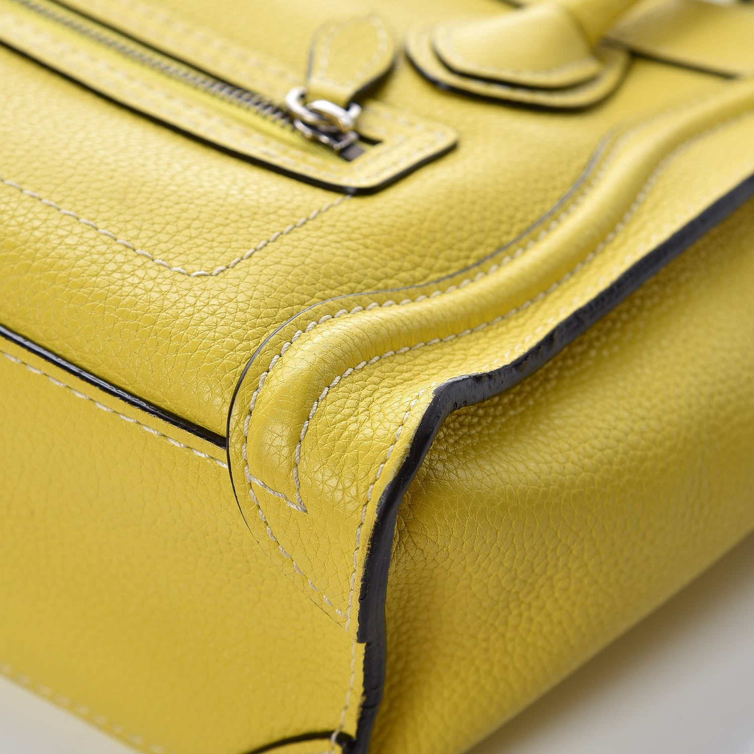 Celine Drummed Calfskin Nano Luggage Citron 11 of 12