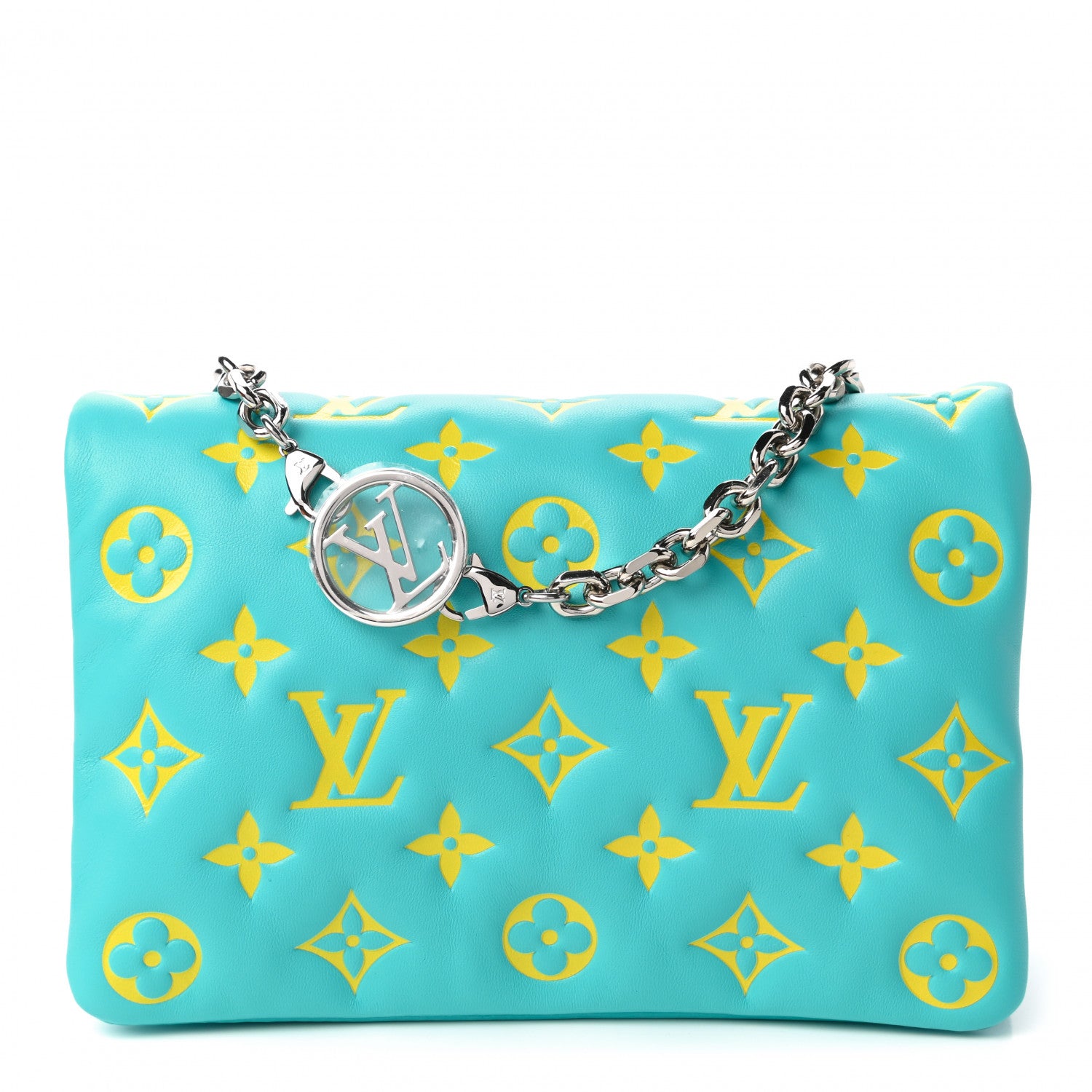 Louis Vuitton Lambskin Embossed Monogram Vuittamins Pochette Coussin Menthe Jaune 1 of 10