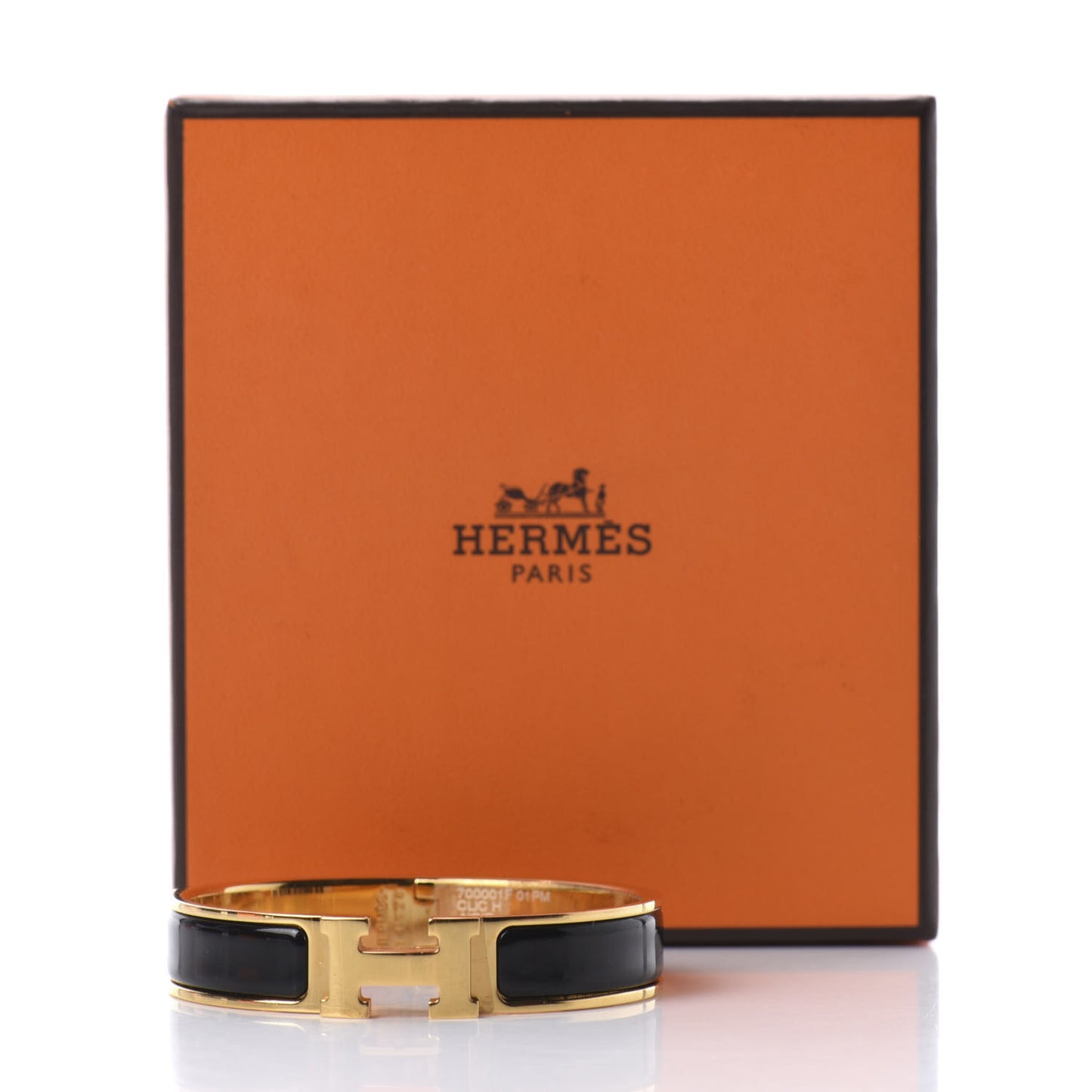 Enamel Narrow Clic Clac H Bracelet PM Black