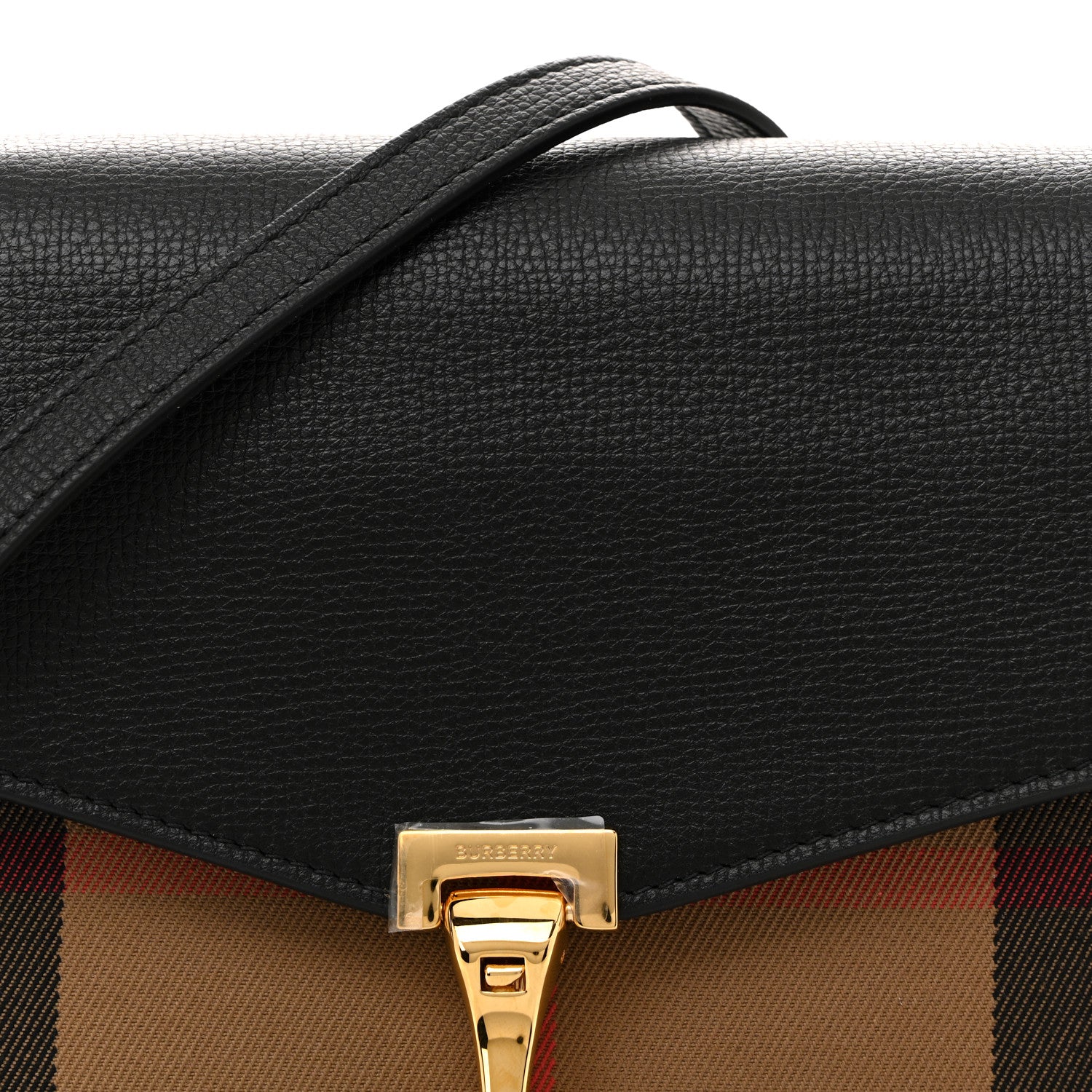 Burberry Derby Calfskin House Check Small Macken Crossbody Bag Black 8 of 10