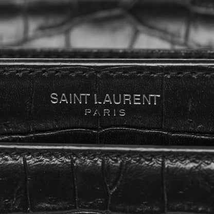 Saint Laurent Calfskin Crocodile Embossed Medium Monogram Sunset Black 7 of 9