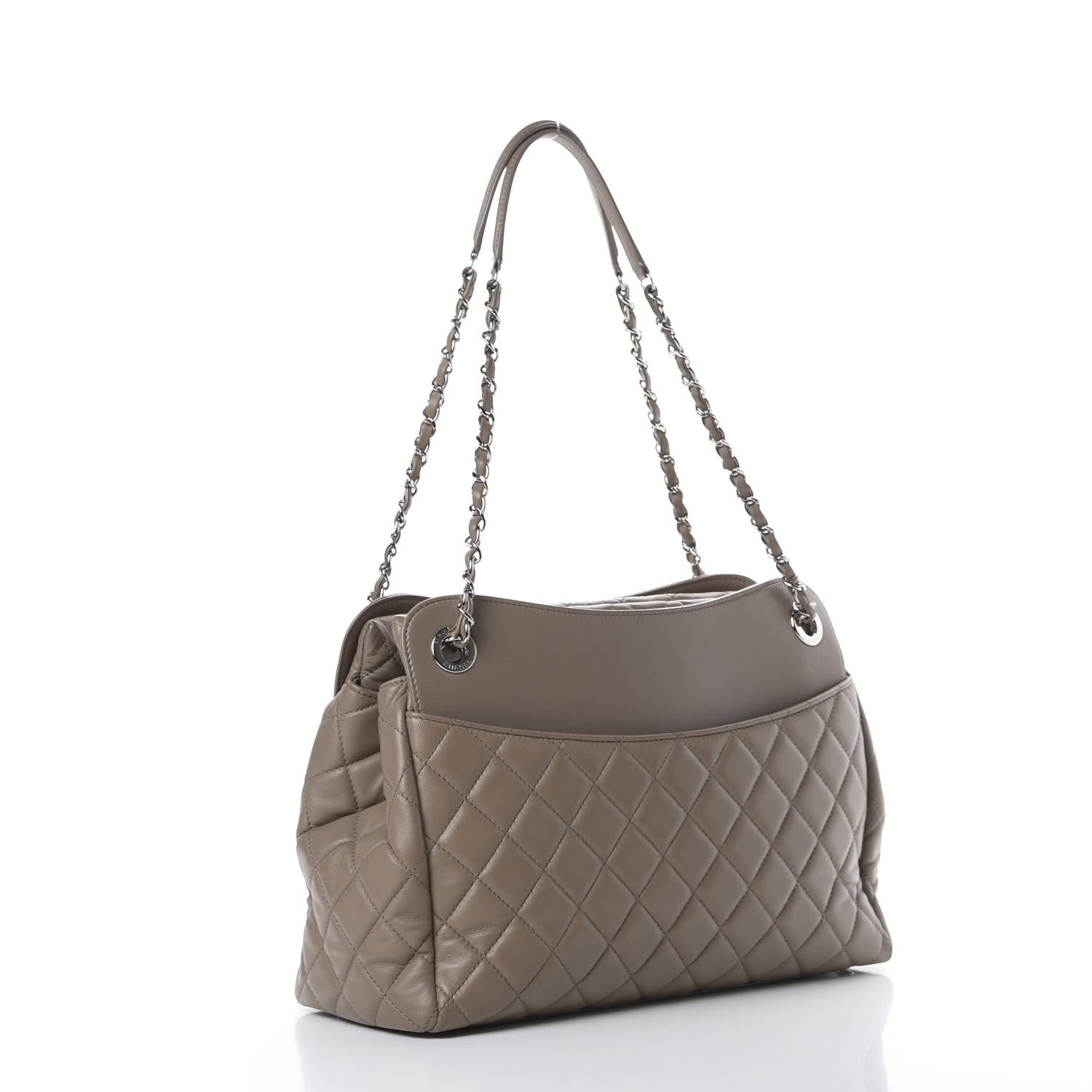 Chanel Lambskin Quilted Large 7 Tote Taupe 2 of 15