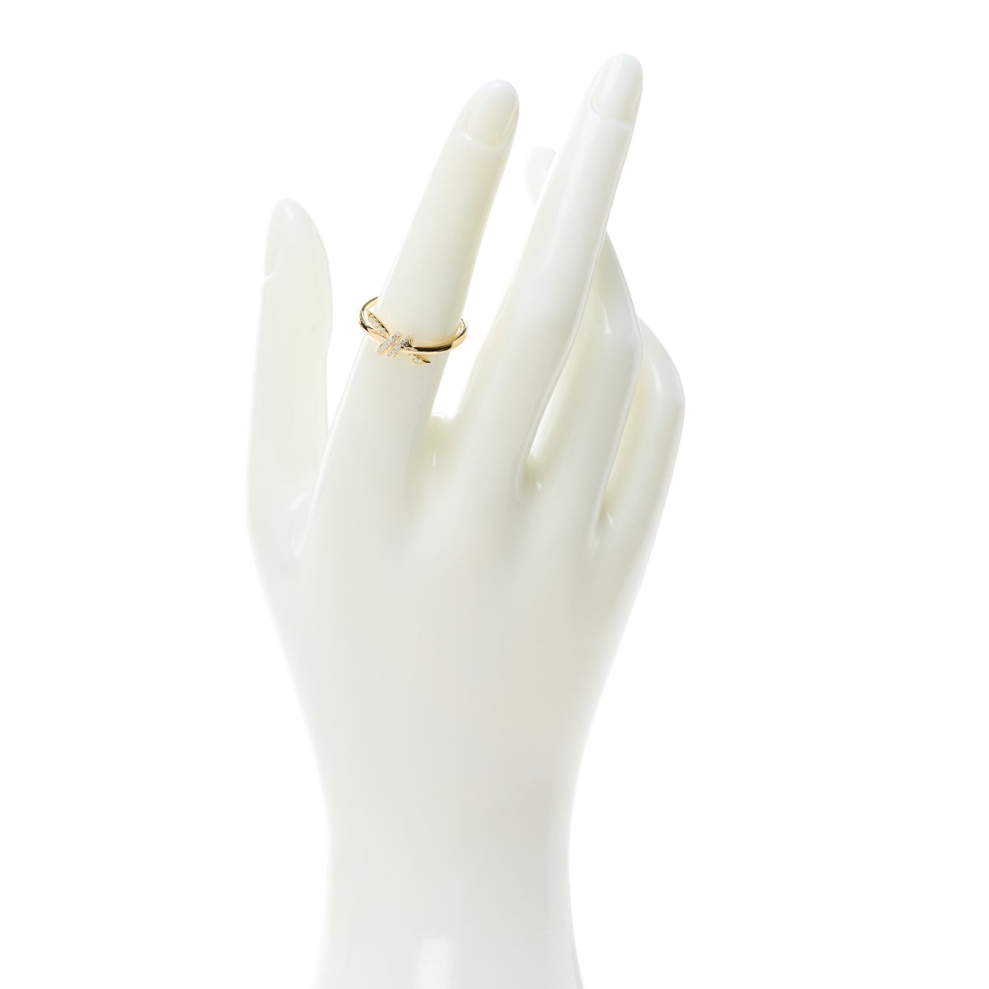 18K Yellow Gold Diamond Small Knot Ring 52 6