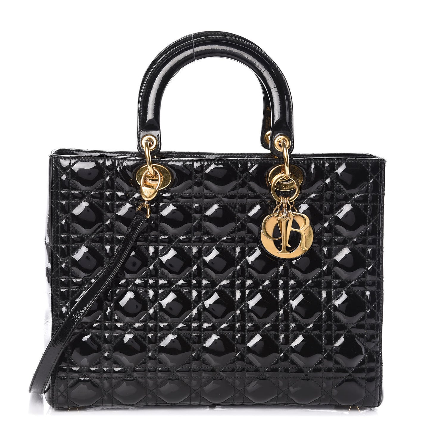 Patent Cannage Large Lady Dior Black