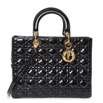 Christian Dior Patent Cannage Large Lady Dior Black 1 of 10