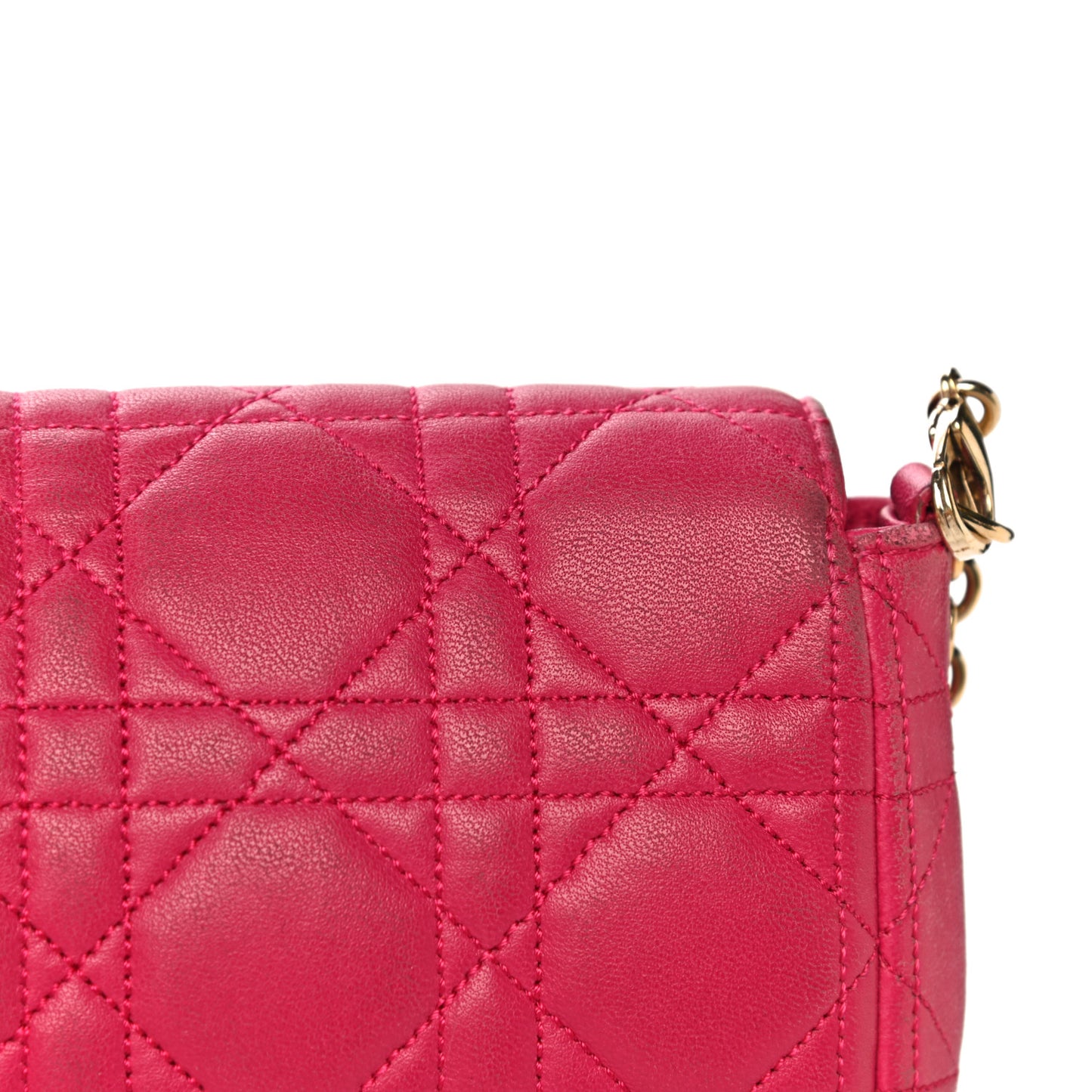 Lambskin Cannage Miss Dior Promenade Pouch Fuchsia