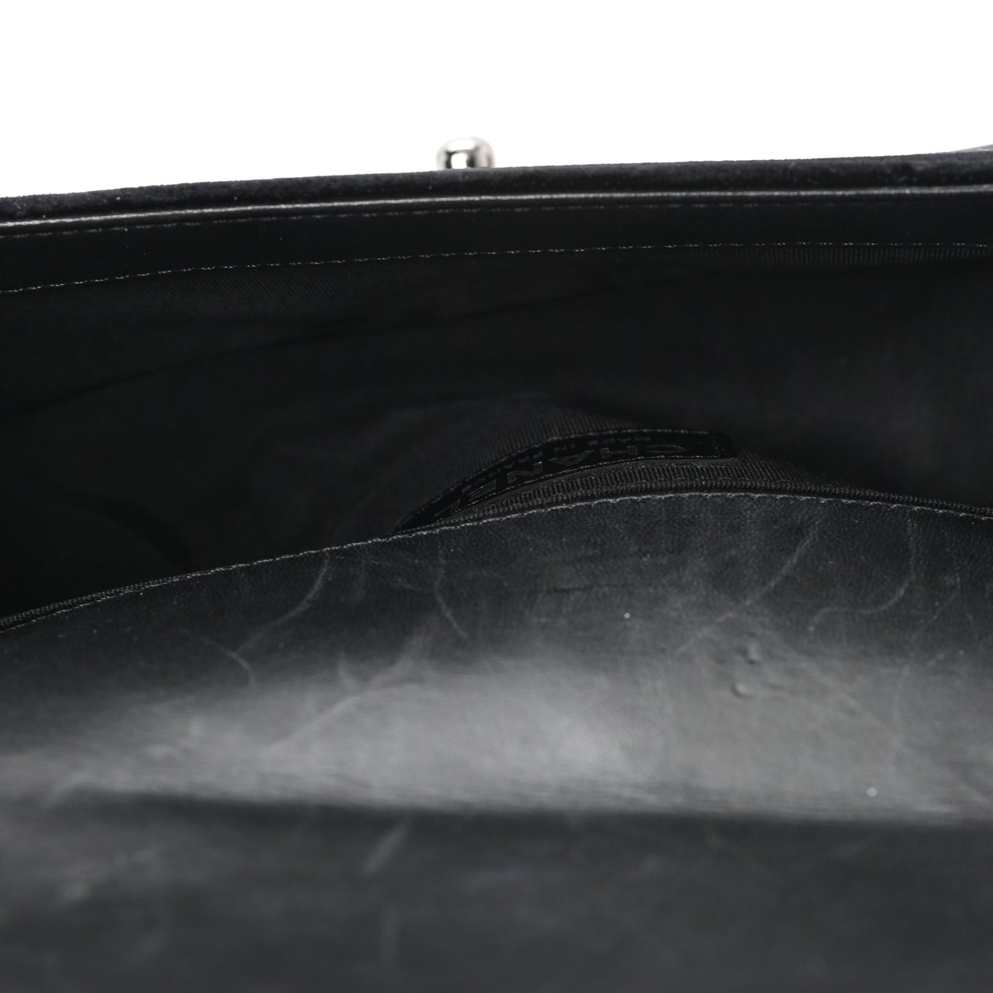 Velvet Quilted Small Boy Flap Black