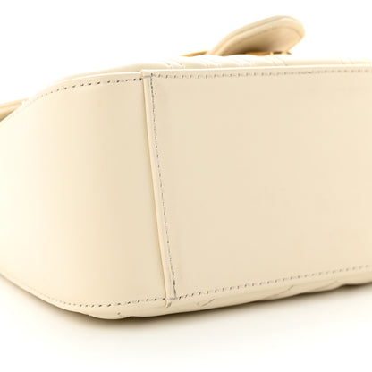 Gucci Calfskin Matelasse Mini GG Marmont Top Handle Shoulder Bag White 9 of 14