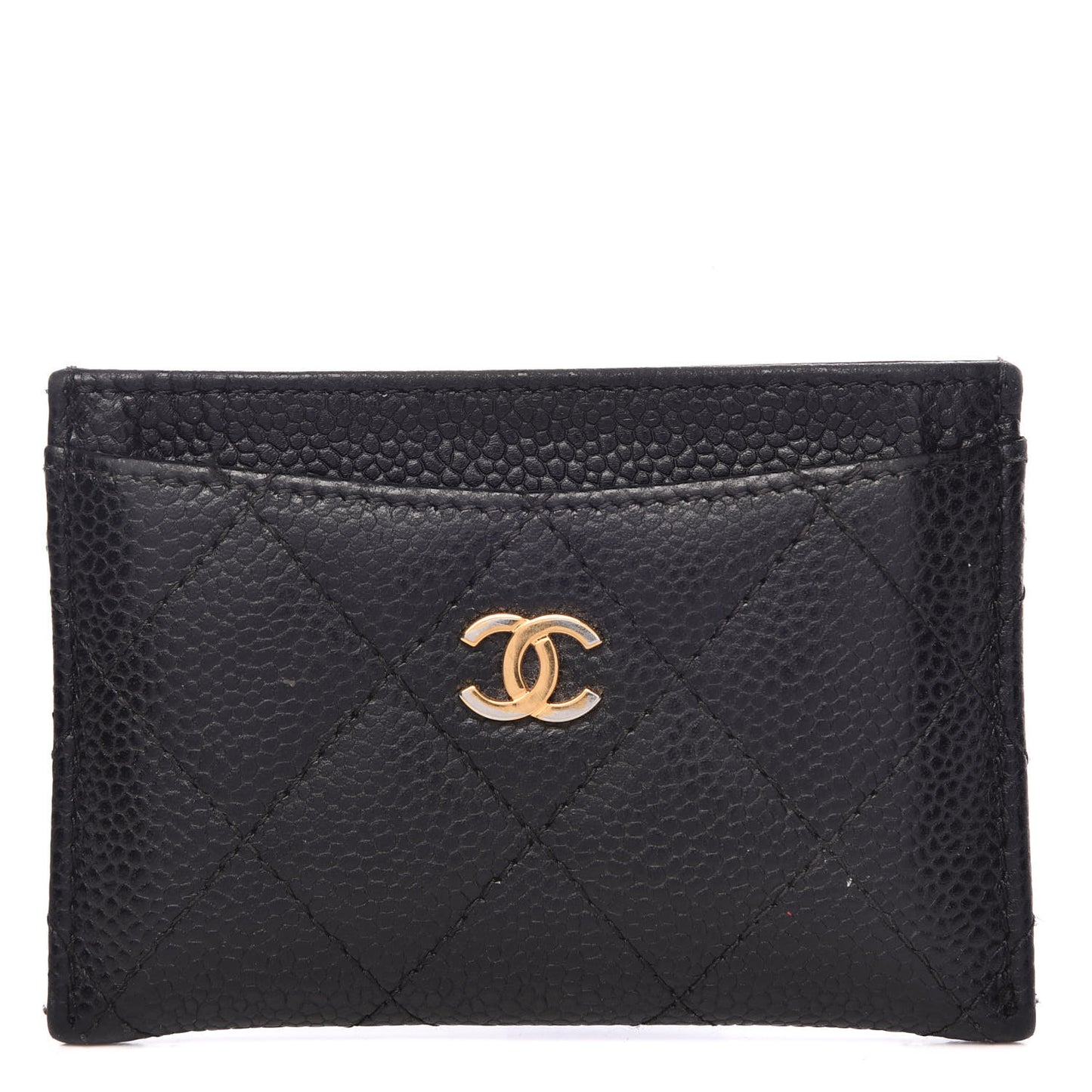 Caviar Quilted Card Holder Black