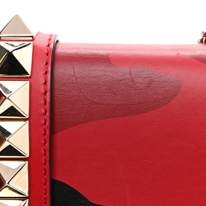 Valentino Garavani Nappa Canvas Camouflage Medium Glam Lock Rockstud Flap Red 9 of 9
