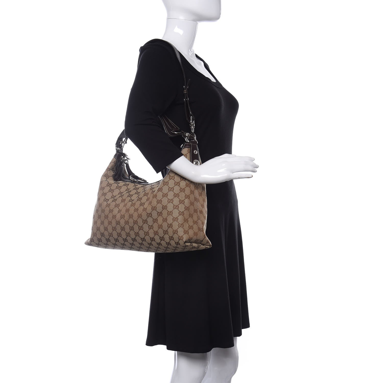 Gucci Monogram Medium Icon Bit Hobo Dark Brown 2 of 9