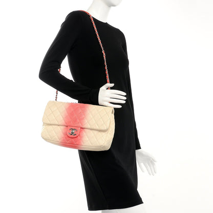 Chanel Caviar Quilted Ombre Jumbo Single Flap White Rose Pink 2 of 8