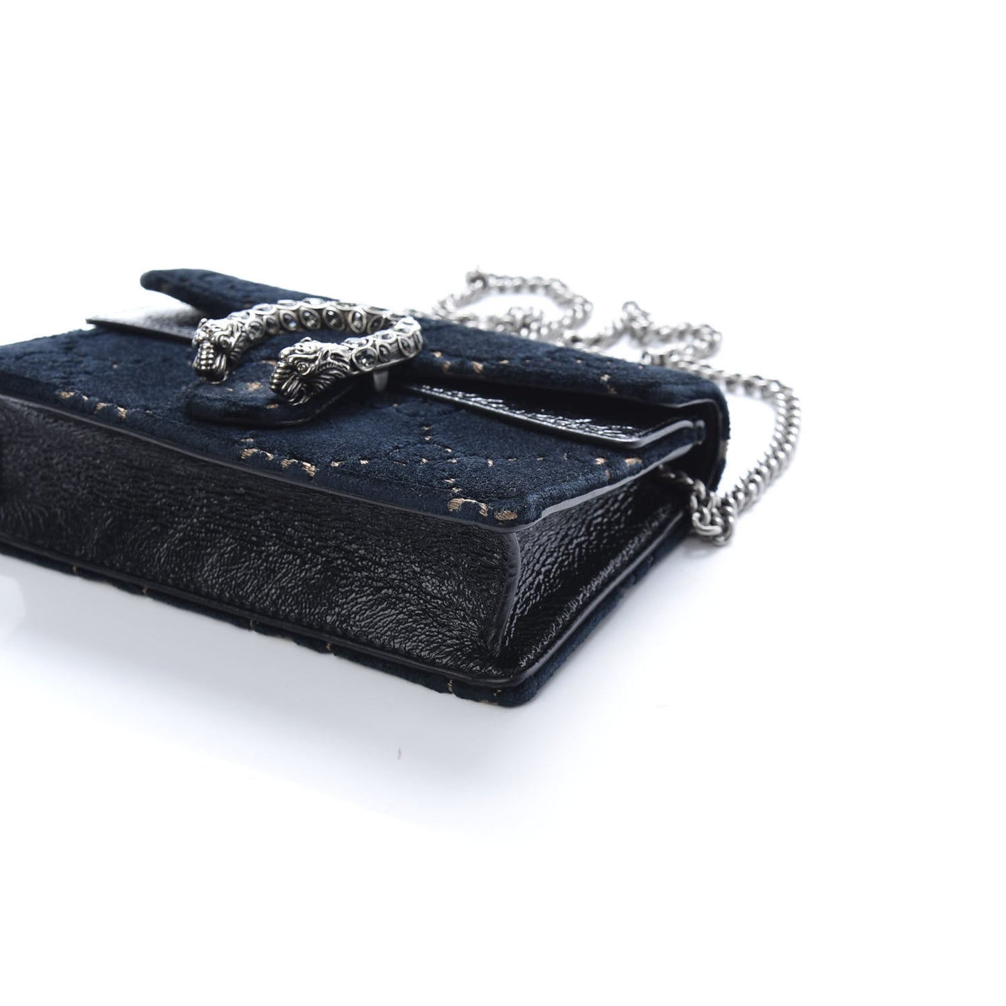 Velvet GG Monogram Super Mini Dionysus Shoulder Bag Blue Beige Black