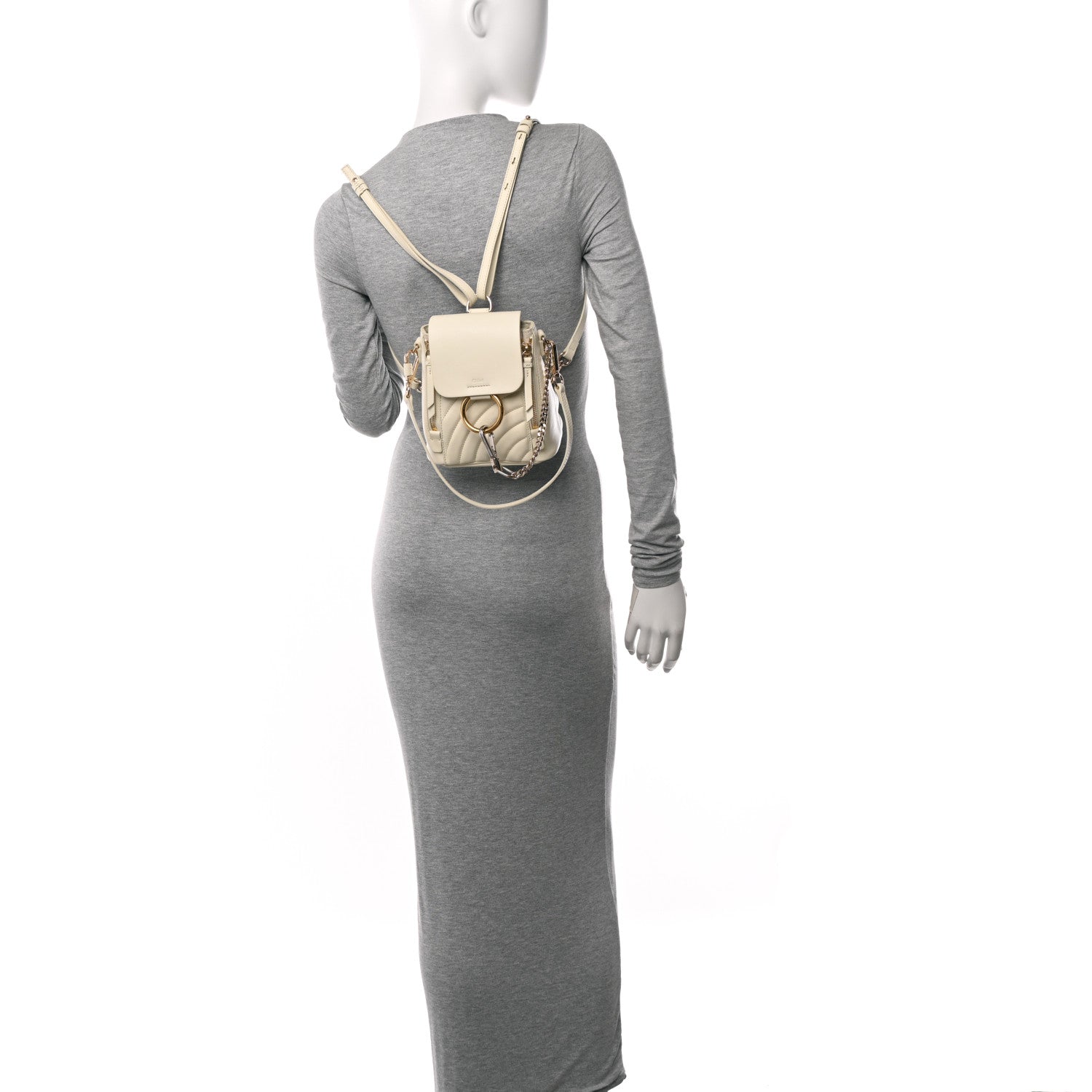 Chloe Calfskin Quilted Mini Faye Backpack Natural White 2 of 10