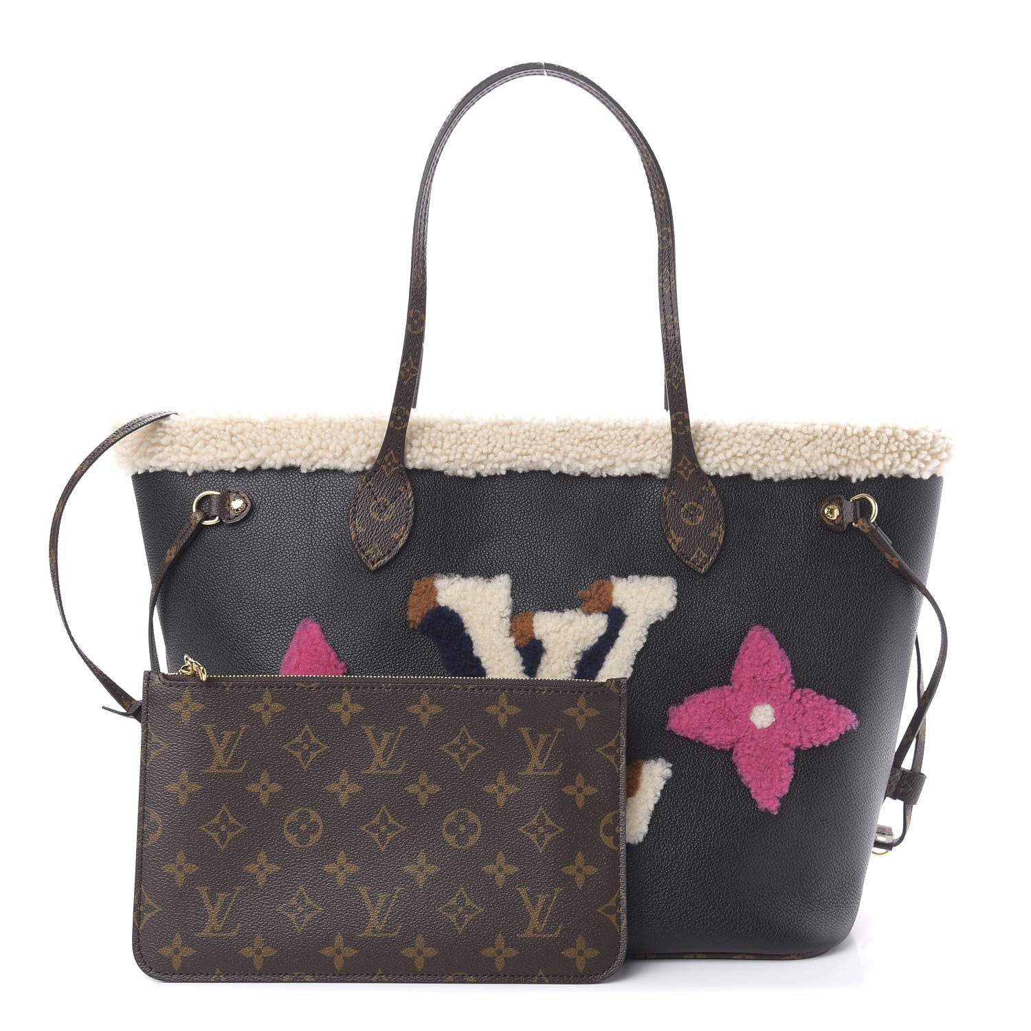 Louis Vuitton Calfskin Monogram Teddy Neverfull MM Black 1 of 10
