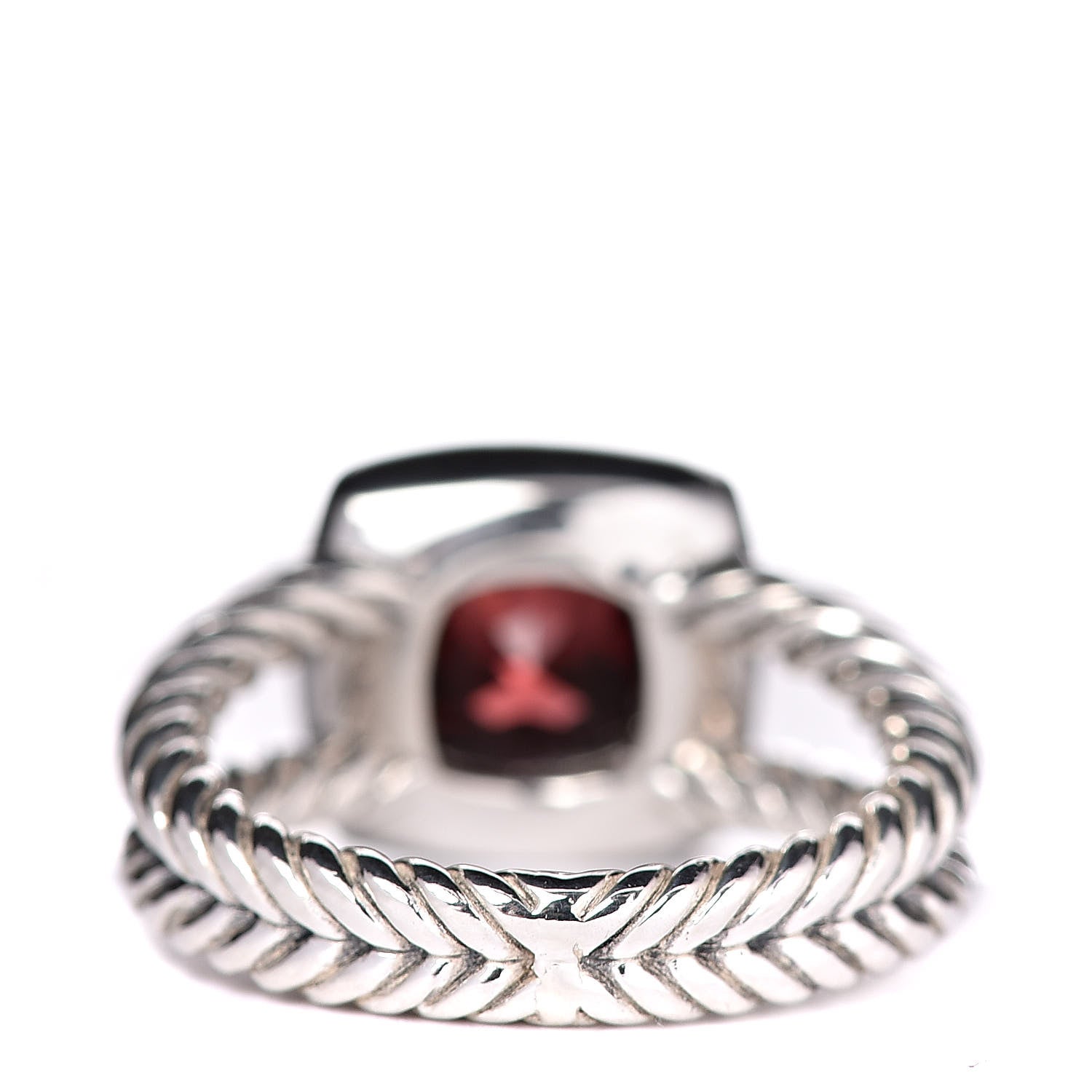 David Yurman Sterling Silver Diamond Garnet 7mm Petite Albion Ring 49 5 7 of 13
