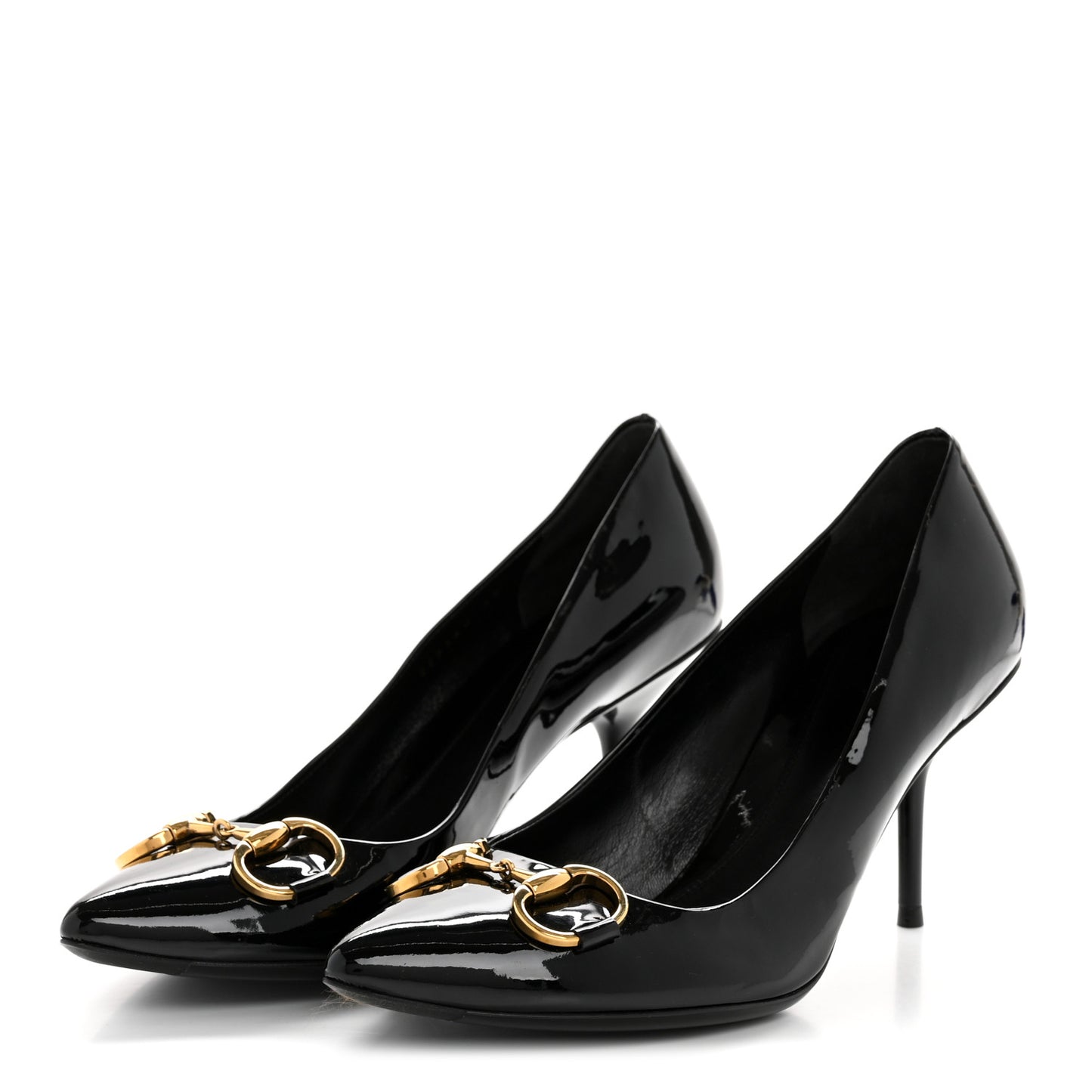 Patent Calfskin Horsebit Pumps 39 Black