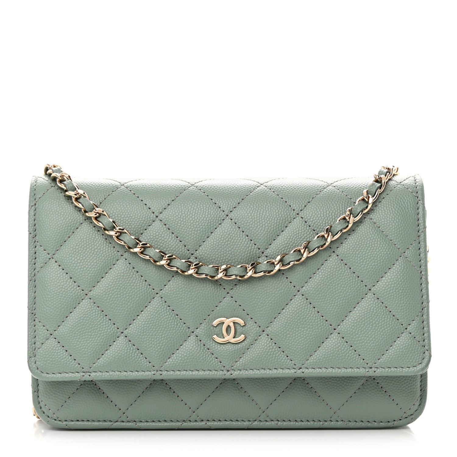 Chanel Caviar Quilted Wallet On Chain WOC Dark Green 1 of 16