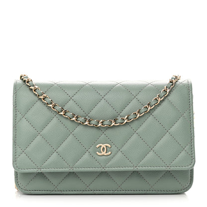 Chanel Caviar Quilted Wallet On Chain WOC Dark Green 1 of 16